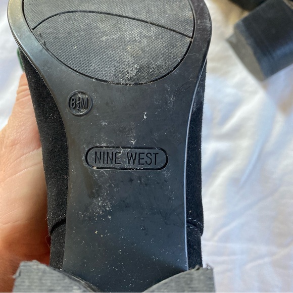 Black Faux Suede Heeled Booties | Nine West | Size 8.5 - Picture 3 of 6